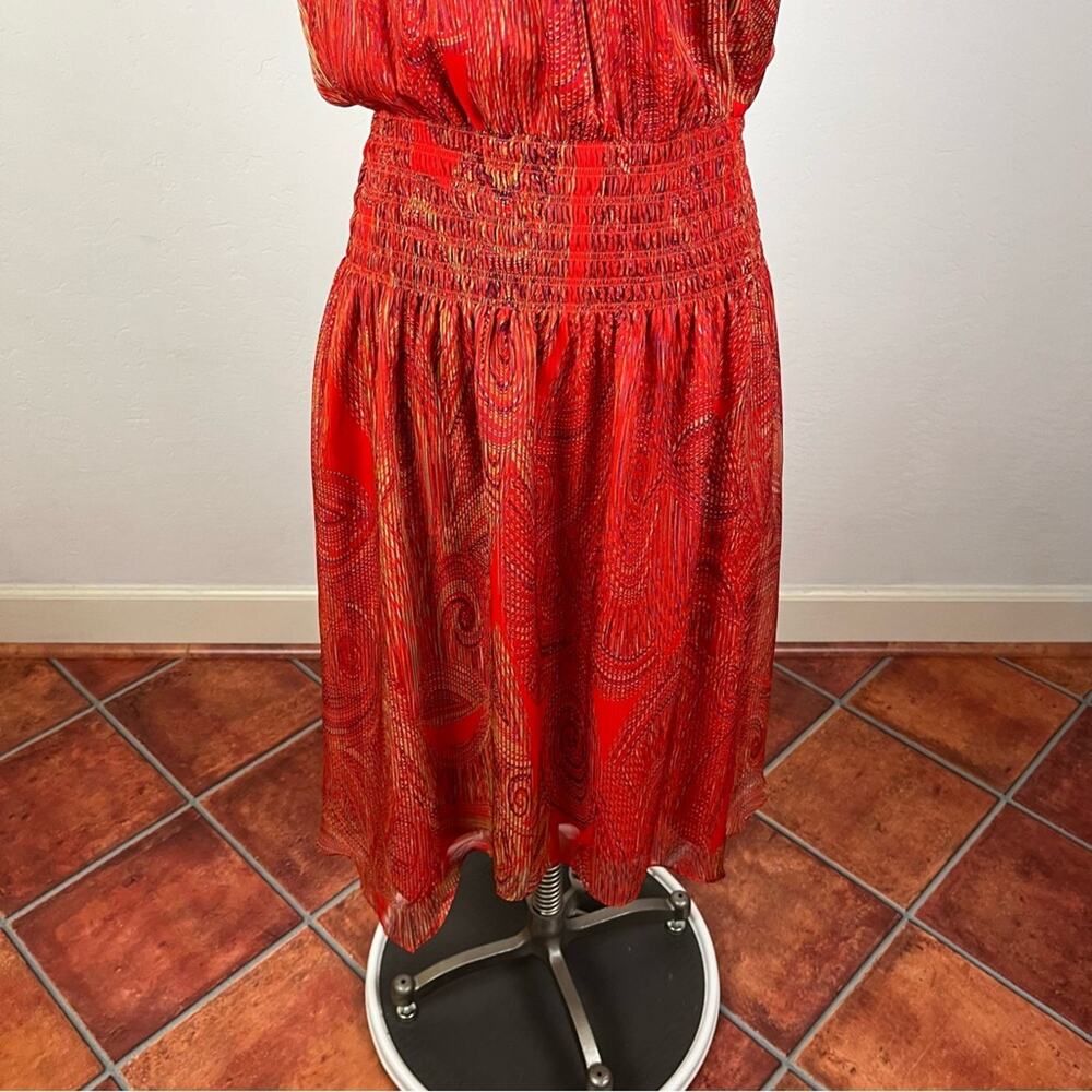 Ramy Brook Red Paisley Smocked Waist Dress - Picture 4 of 7